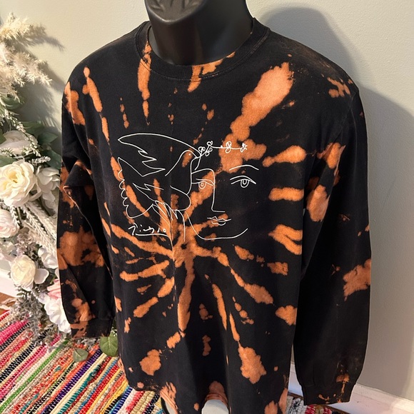 Pablo Picasso Peace Dove and Face Tie Dye Longsleeve Shirt Black Medium - Picture 3 of 7